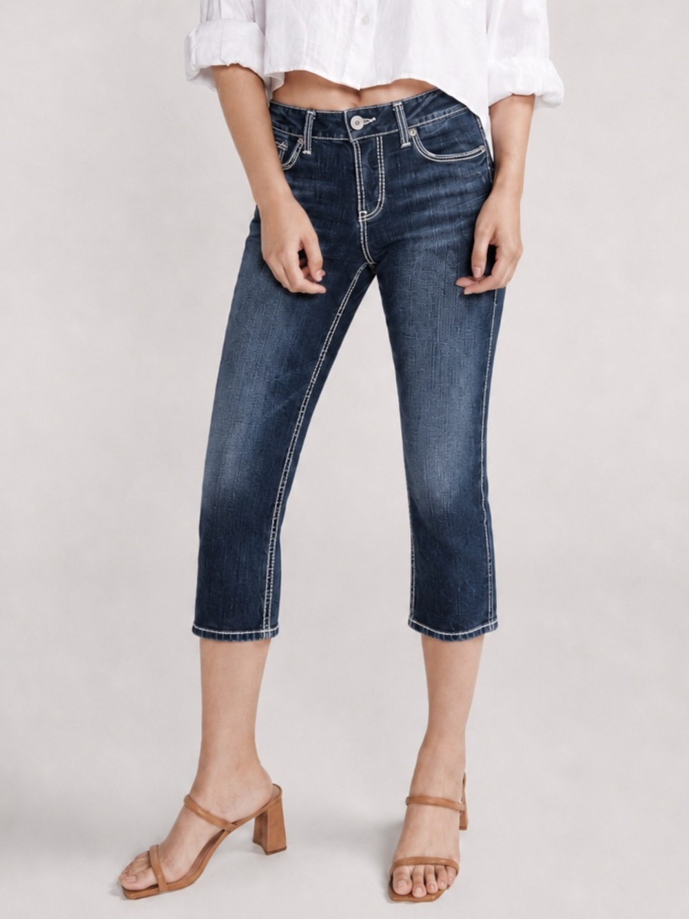 Vintage Silver Jeans Suki Mid Rise Capri Jeans W30 Dark Wash
